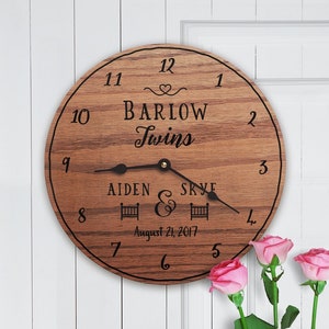 Baby Stats for Twins - Push Gift for Twins - Gifts For Twins - Personalized Name Birth Date Time Weight and Length - Baby Twins - 0050