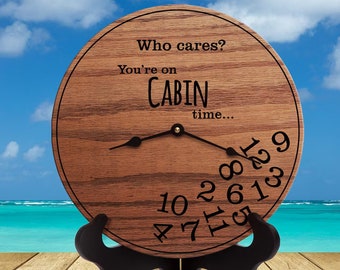 Funny Cabin Gifts - Gifts for People Who Have a Cabin - Gifts for cabin - Gifts for Cabin Owners - Cabin Clock - Lake - Cabin Time - 0133