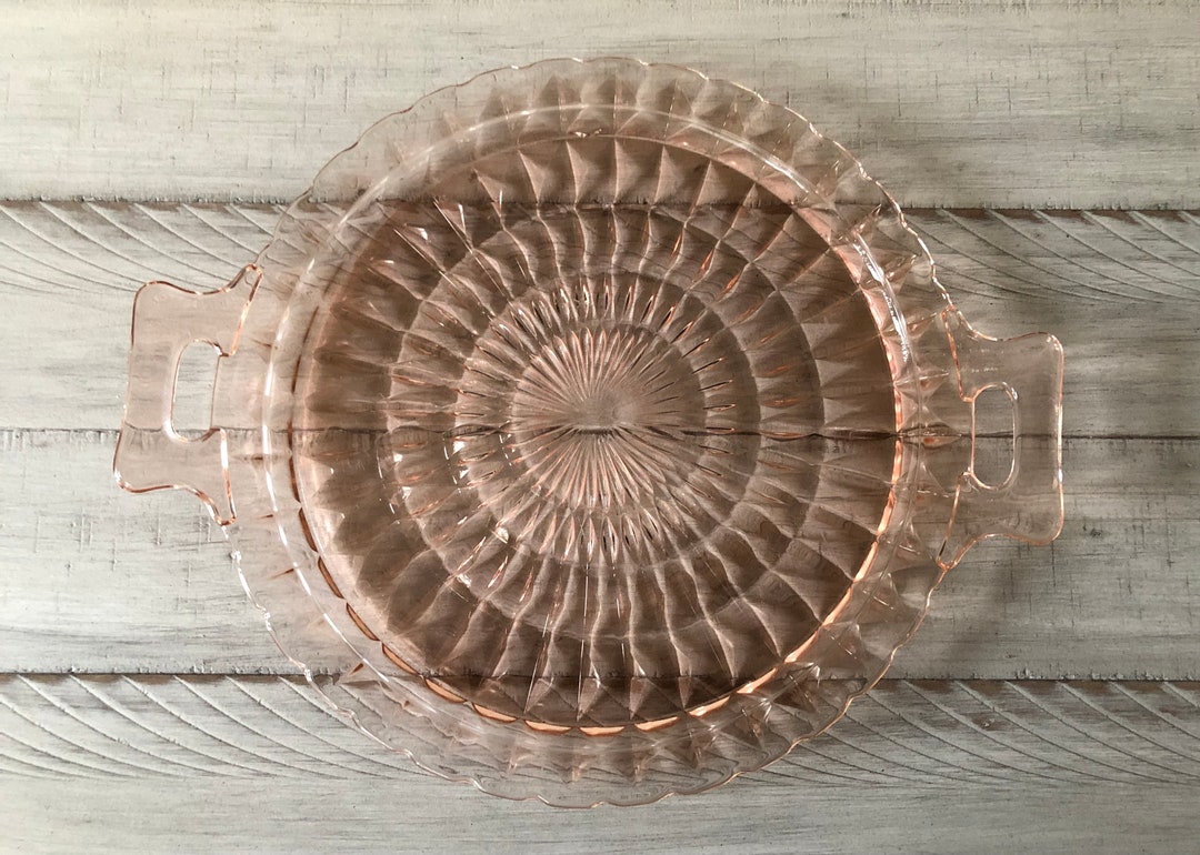 Pink Depression Glass Serving Plate Windsor Diamond Pattern