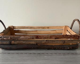Vintage Wooden Basket Rustic Decor Farmhouse