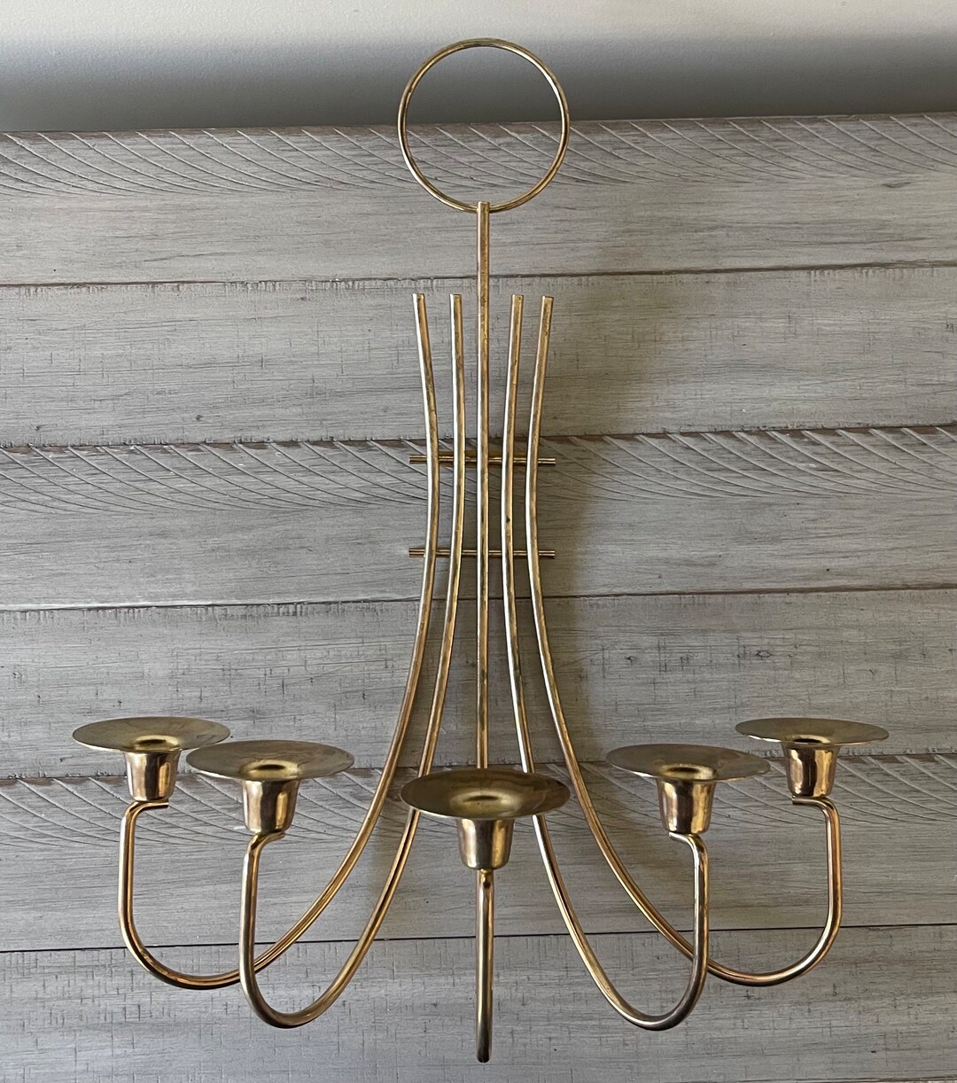 Vintage Brass Wall Candelabras Brass Wall Decor Vintage Candle Etsy
