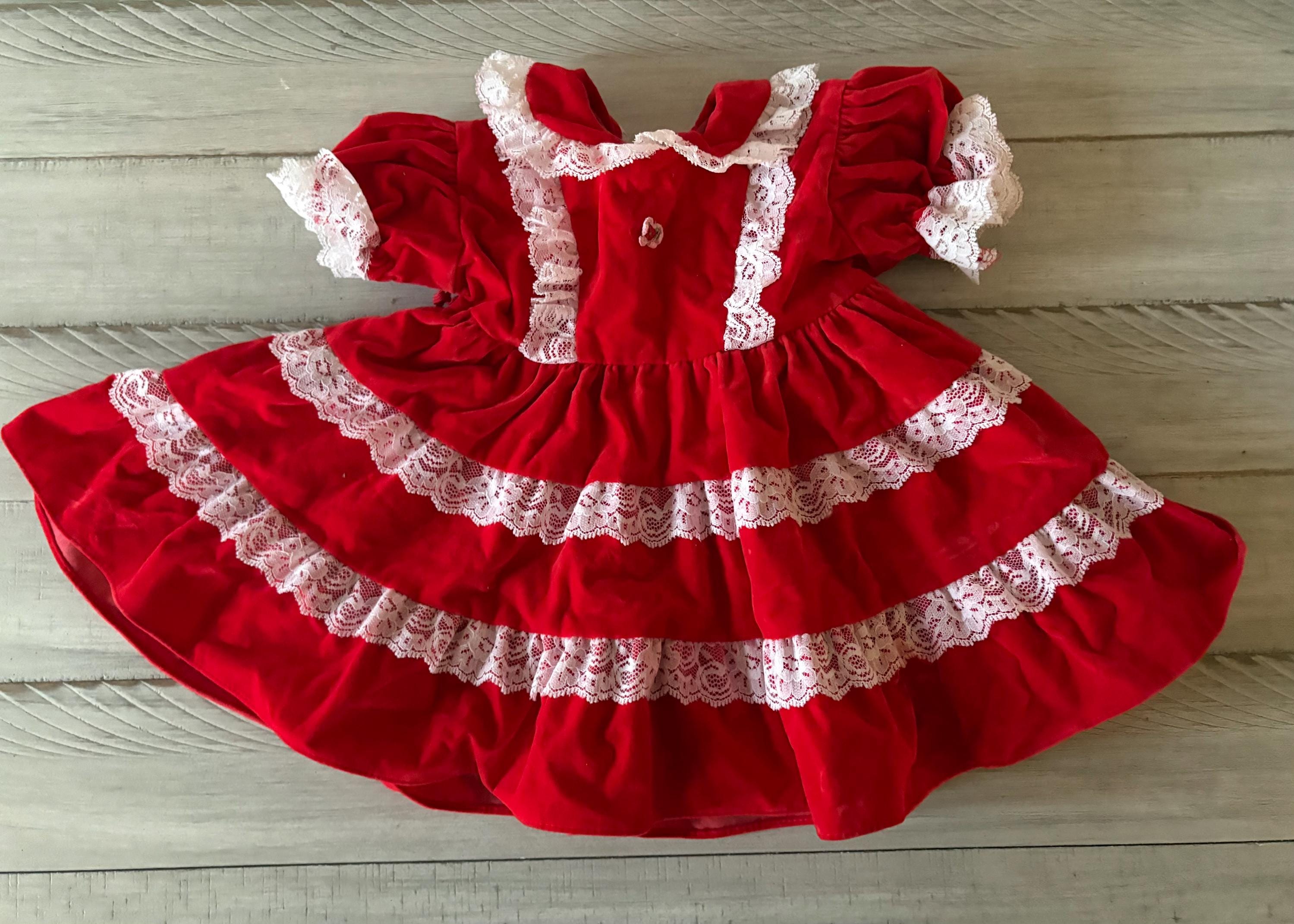 sears infant christmas dresses Vintage Sears Baby Christmas Dress, Red Velvet and Lace