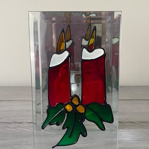Vintage Christmas Mirrored Candle Holder Tea Light Candle Vintage Christmas Decor Christmas Candle Holder