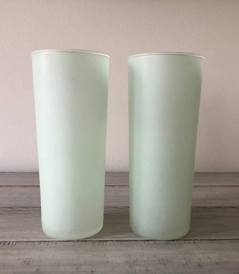 Vintage Tom Collins Cocktail Glasses Set of 2 Frosted Mint Etsy