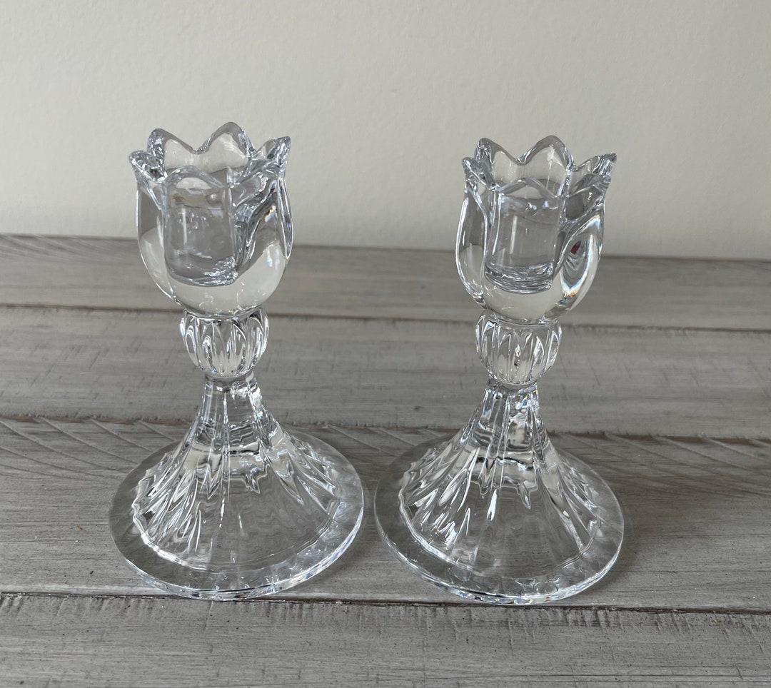 Vintage Crystal Candlestick Holders Mikasa Crystal Candle Holders Tulip