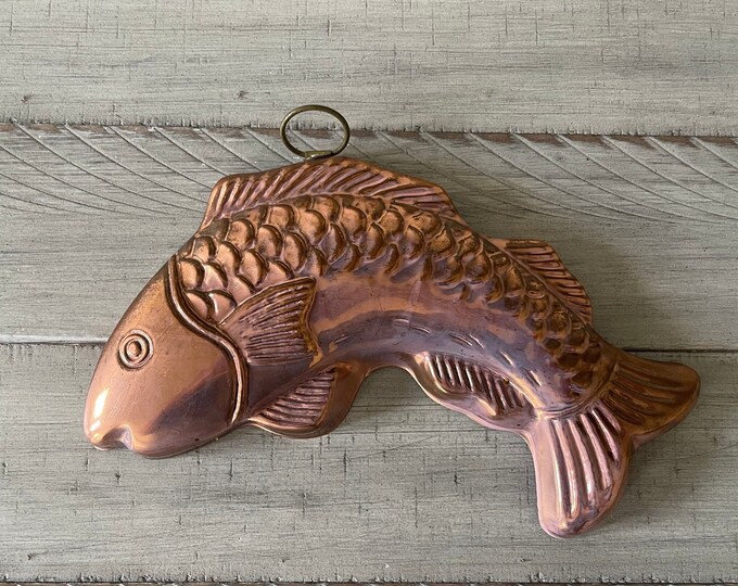 Vintage Copper Fish Copper Jello Mold Copper Cake Pan Fish Decor Copper
