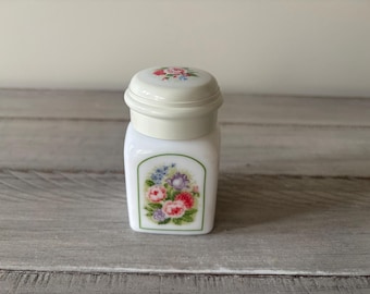Vintage Avon Country Garden Milk Glass Powder Jar Bathroom Decor Bedroom Decor