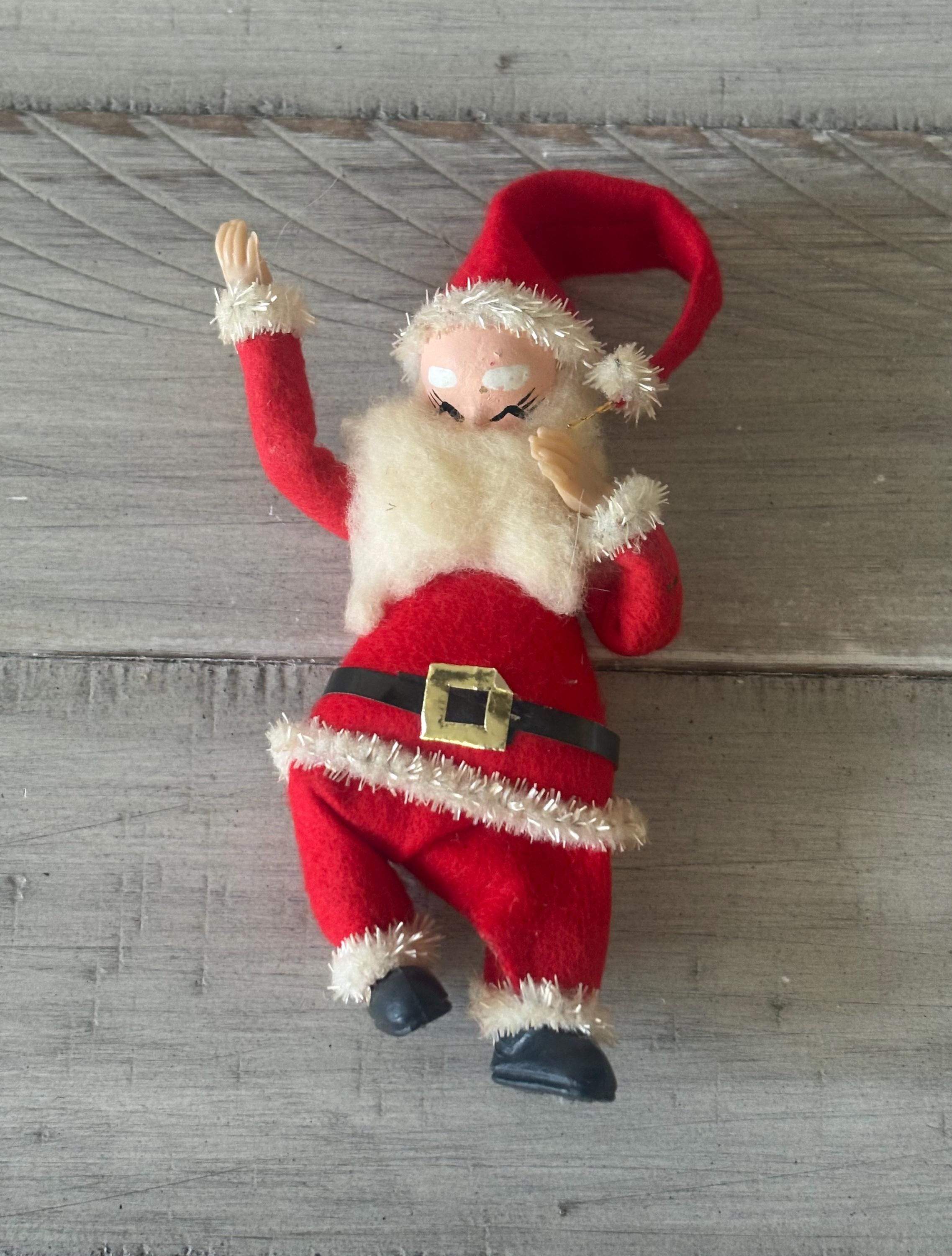 Vintage Flocked Dancing Santa - Etsy