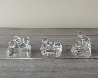 Vintage Avon Crystal Cat Figurines: Yarn Play Set of 3