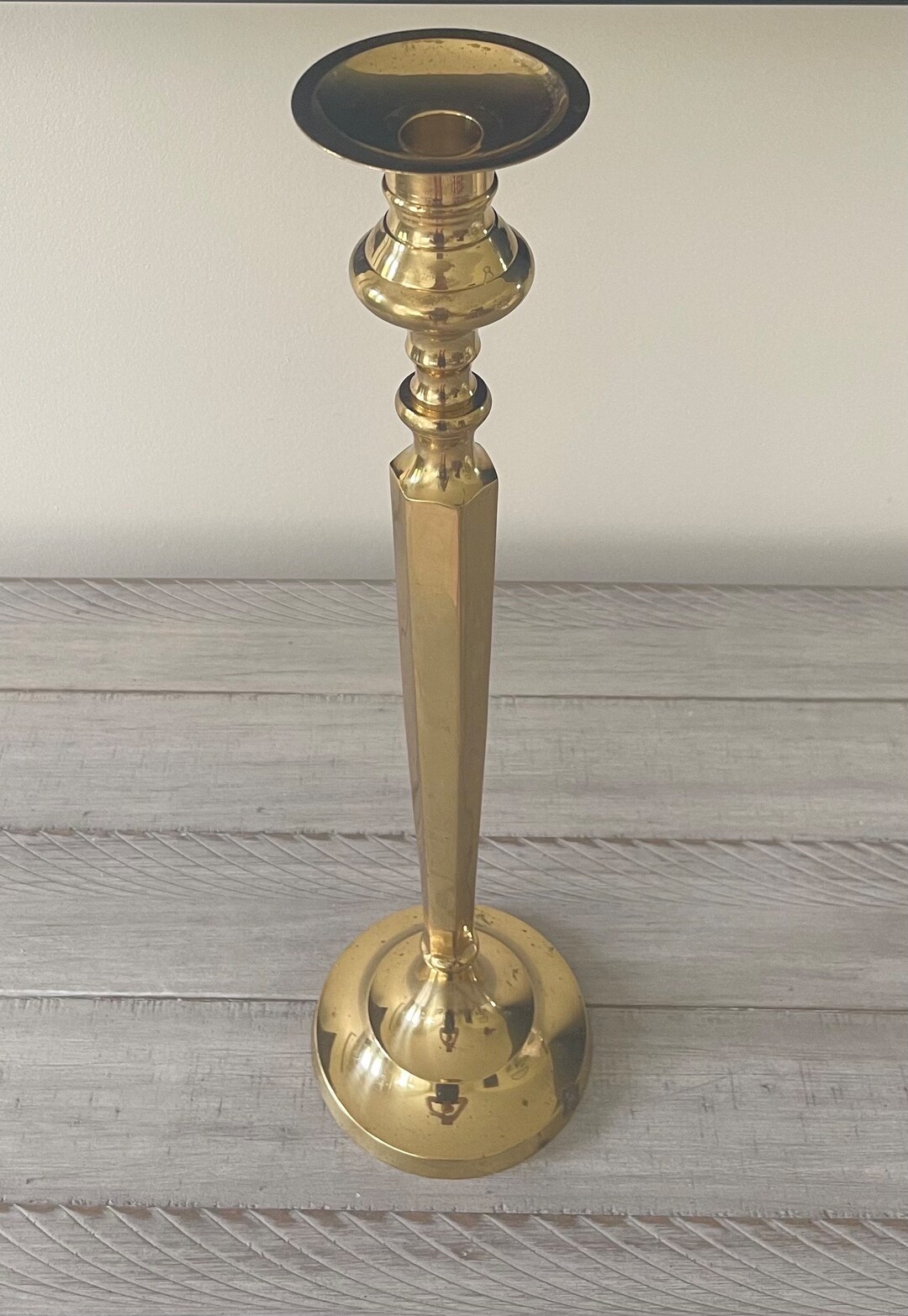 Vintage Brass Candle Holder Tall Brass Candle Holder Mid Etsy
