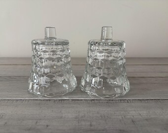 Vintage Clear Glass Votive Cup Holders - Set of 2 - HOMCO Decor
