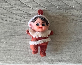 Vintage Small Flocked Dancing Elf Christmas Decor
