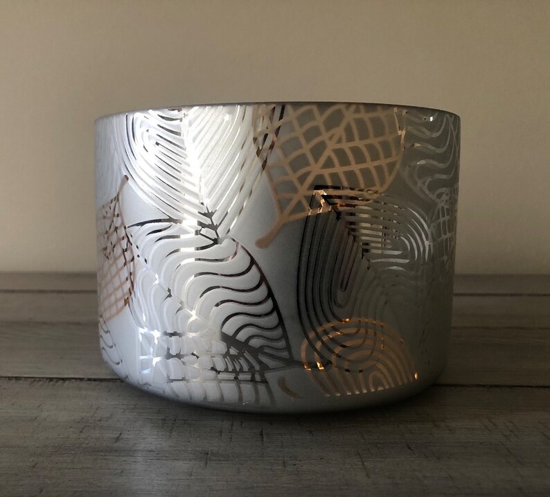 Yankee Candle Shade Leaves Gold and Silver Glass Flickering Etsy