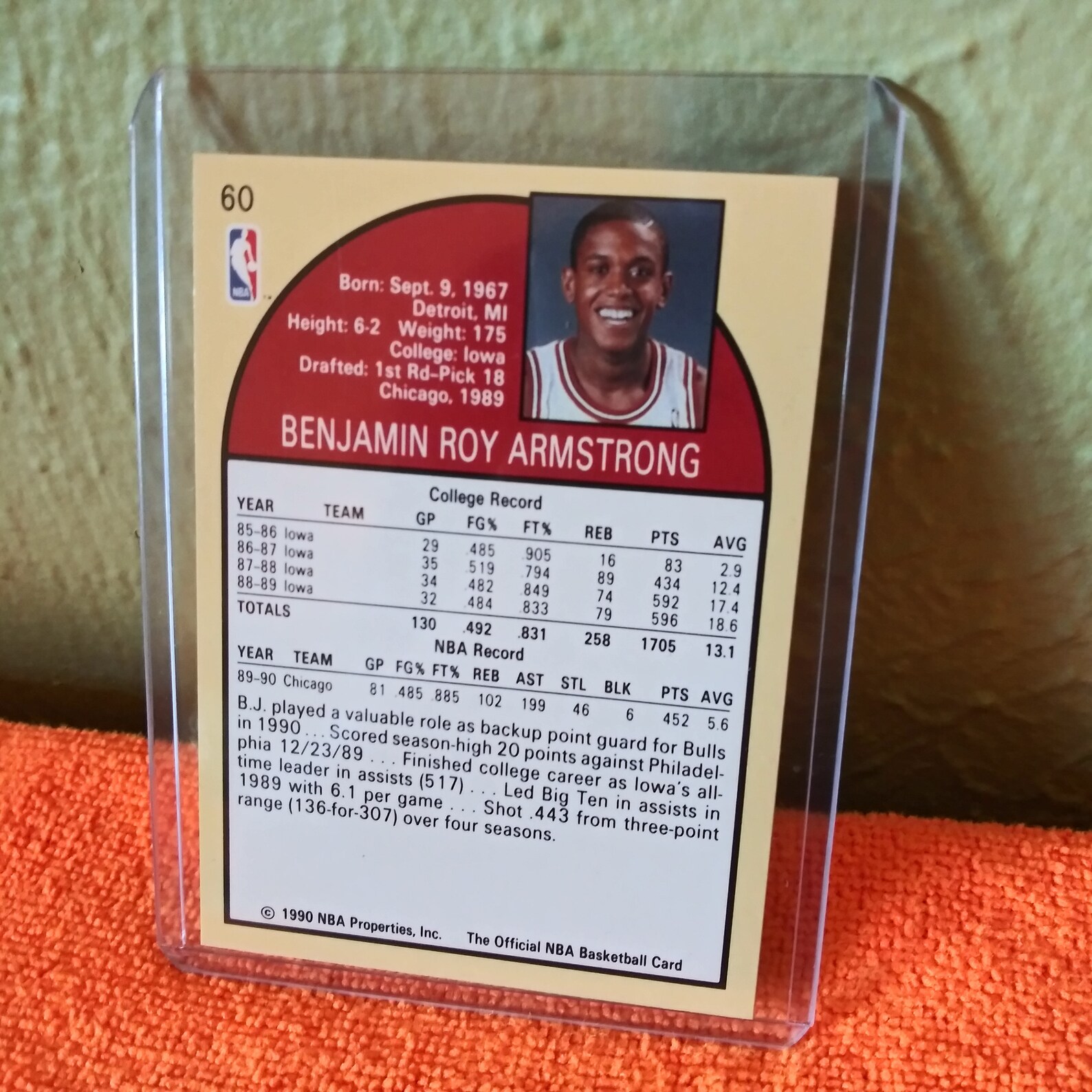 Rare 1990 B J Armstrong Rookie NBA Hoops Collector Card 60 Etsy