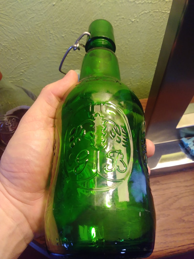 Rare Vintage Green Grolsch Bottle with Porcelain Swing Top