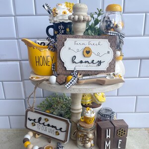 Honey Bee Tiered Tray Tiered Tray Decor Bundle, Spring Farmhouse Decor, 3D Wood Signs, Summer Tabletop Display,Bee Mini Mug