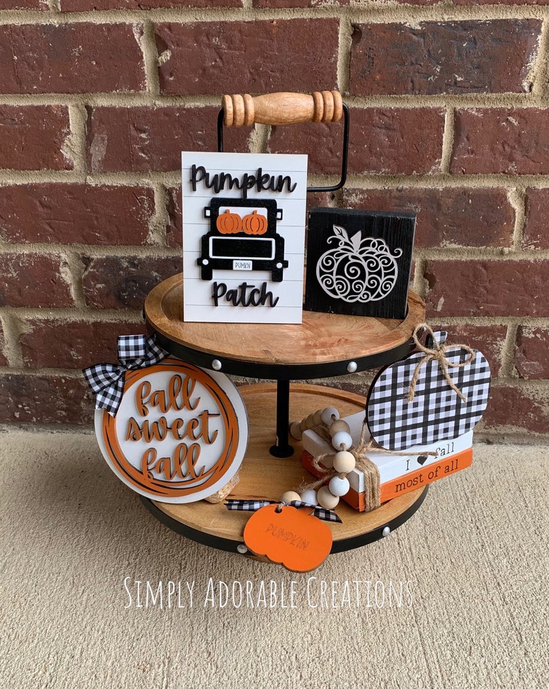 Fall Tiered Tray Decor Bundle Modern Farmhouse Decor 3D Wood Etsy