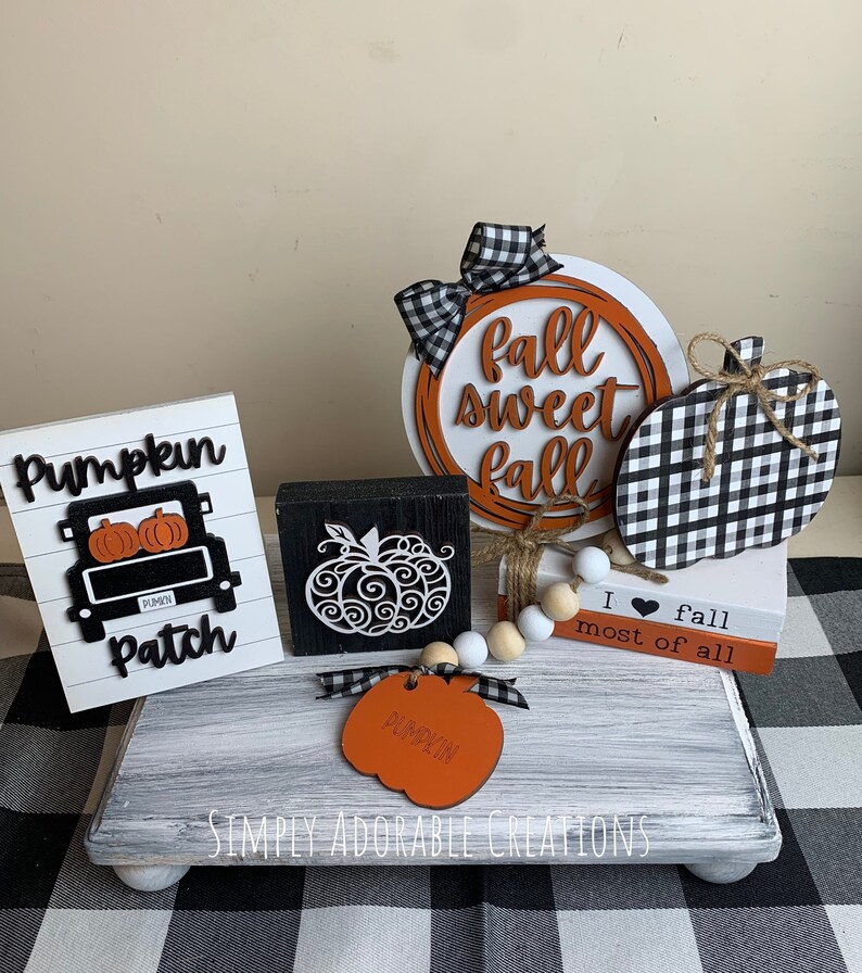 Fall Tiered Tray Decor Bundle Modern Farmhouse Decor 3D Wood Etsy
