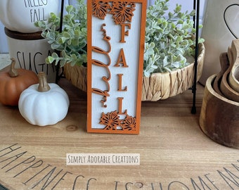 Hello Fall Tiered Tray Sign, Christmas Table Top Decor, Holiday Shelf Decor, 3D Wood Signs, Coffee Bar Sign