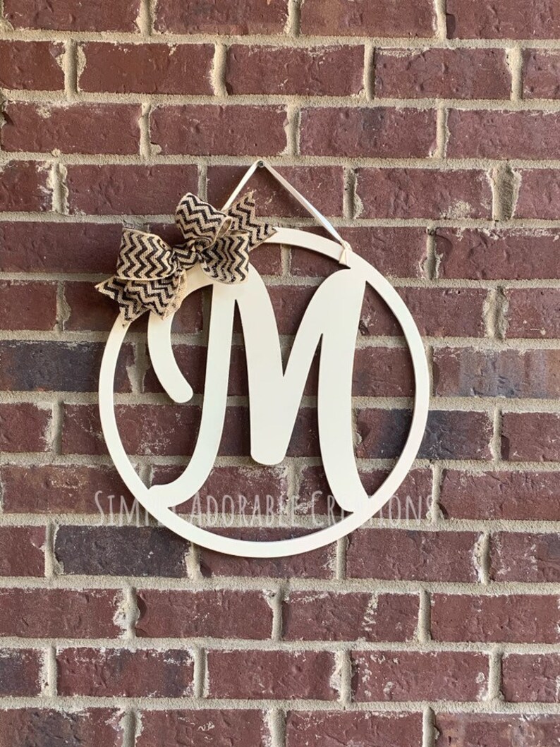 Circle Monogram Sign for Front Door Letter Door Hanger | Etsy