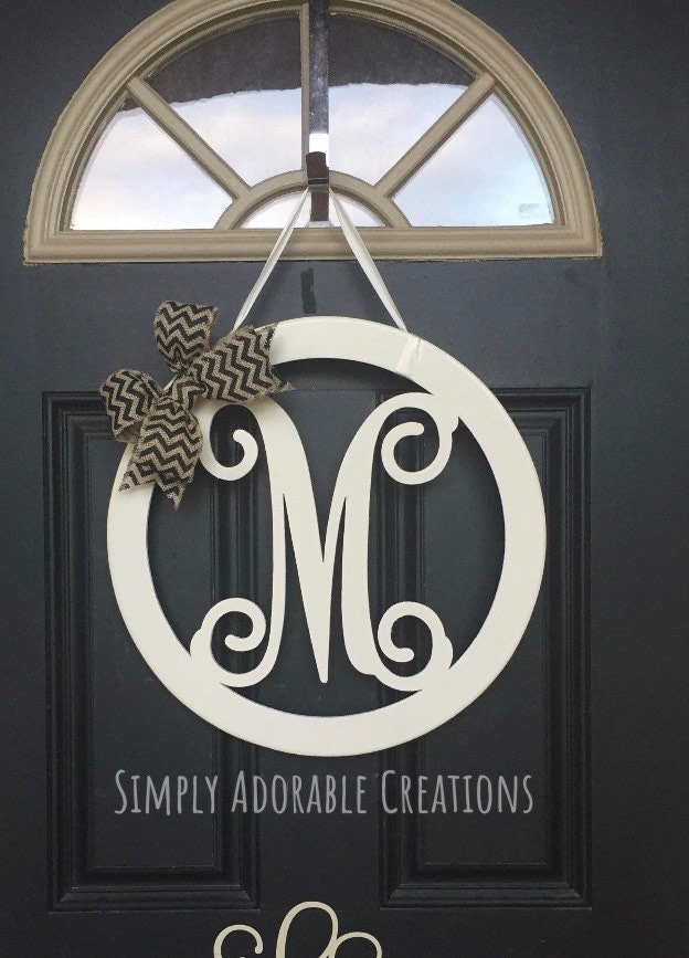 Monogram Script Initial Circle Door Hanger – Simply Adorable Creations