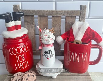 Faux Santa's Cookies Gingerbread Drink, Santa Milk, Coffee Bar Decoration, Tiered Tray Decor,, Fake Santa Drink