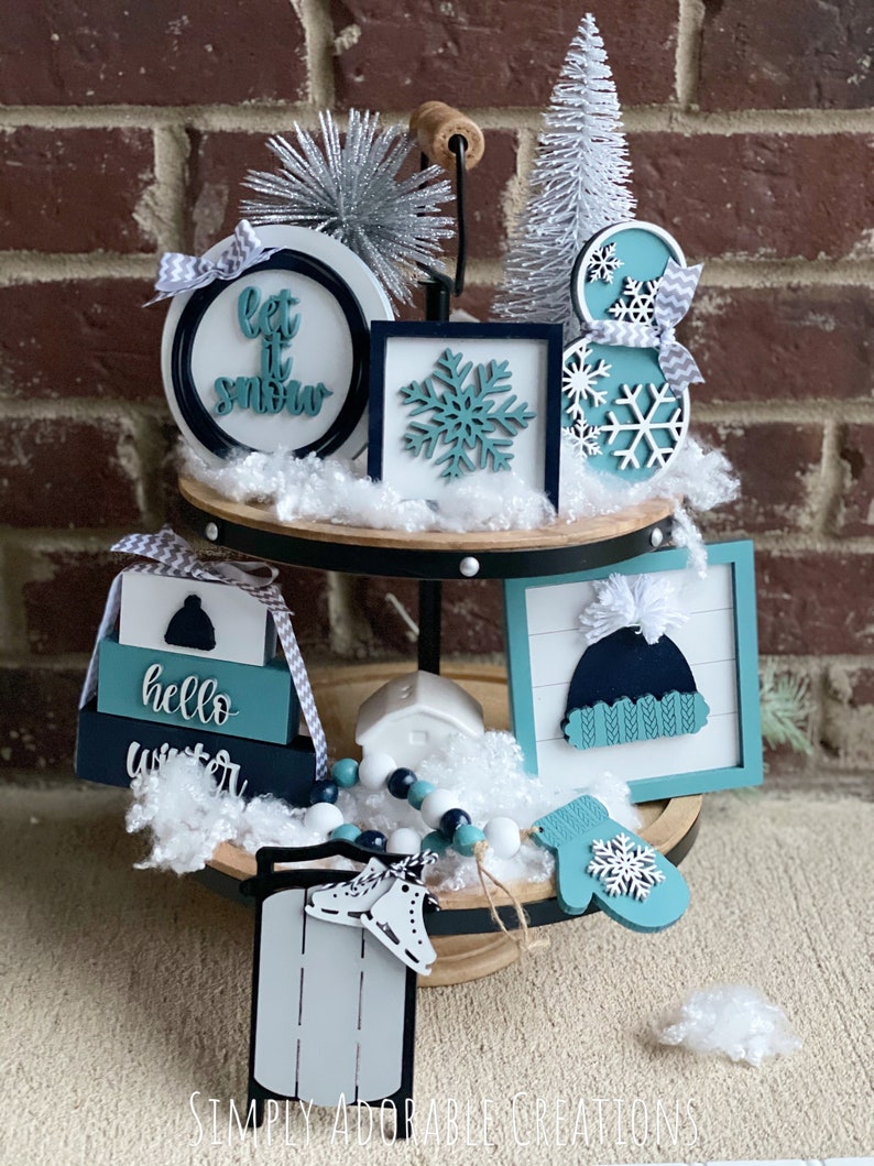 Winter Tiered Tray Decor Bundle Let It Snow Farmhouse Decor | Etsy