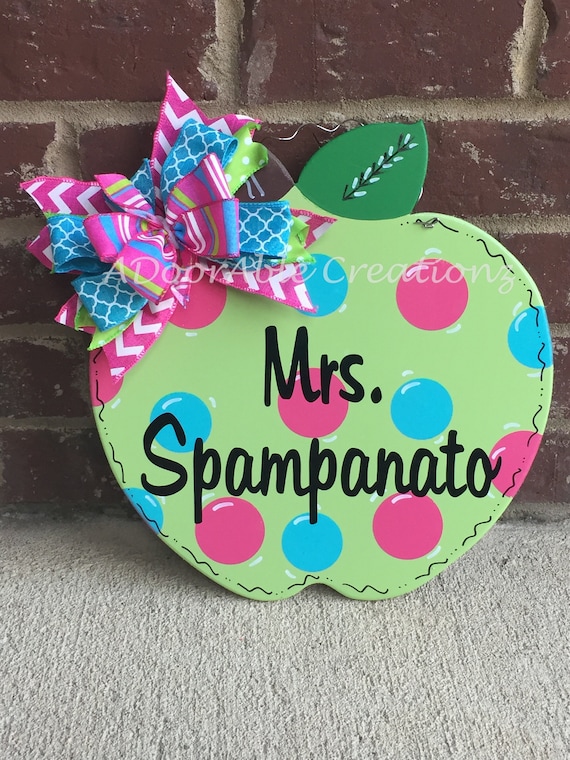 Apple Door Hanger Personalized Teacher Door Hanger Classroom Decoration Back To School Sign Gift For Teacher