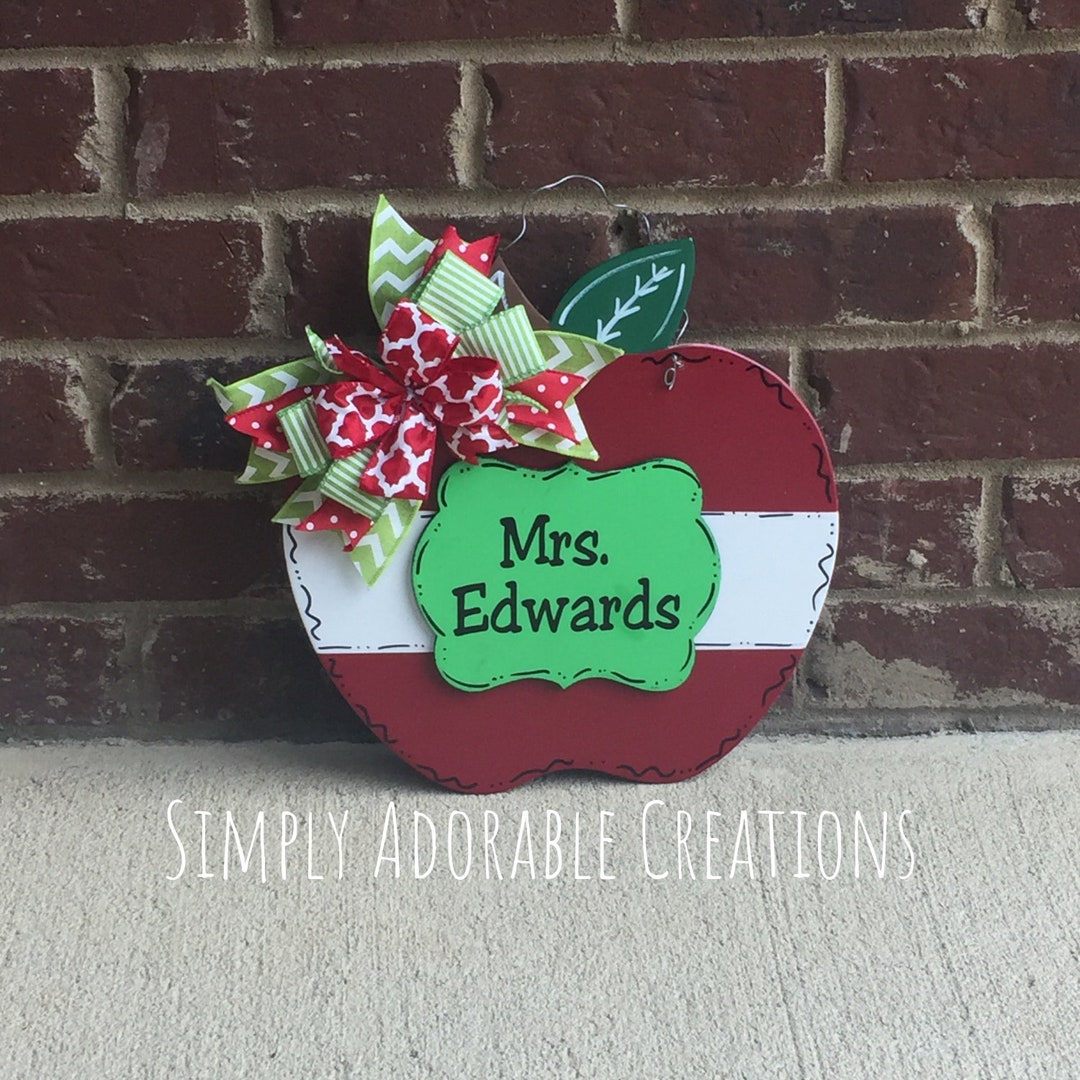 Apple Teacher Door Hanger, Teacher Apple Sign, 3d Apple Door Hanger