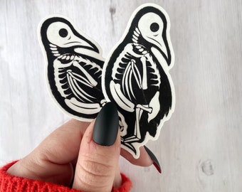 Crow Skeleton Sticker: Dark Academia Decal, Halloween Sticker