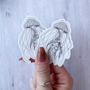 Geometric Jellyfish Vinyl Die Cut Matte Sticker, Jellyfish Decal, Stippled Jellyfish Sticker, Marine Life, Aquatic Life, Sea Creatures
