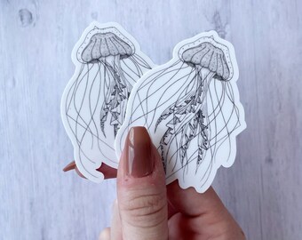 Geometric Jellyfish Sticker: Stippled Marine Life Decal, Sea Creature Sticker