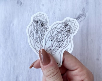 Stippled Jellyfish Sticker: Matte Vinyl Sea Creature Die Cut Decal, Marine Life Sticker