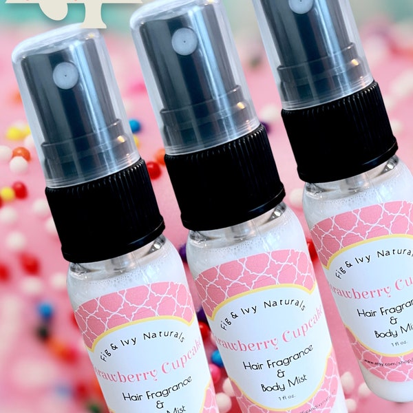 Strawberry Cupcake Hair Perfume - Body Mist & Hair Fragrance - Strawberry Cake Perfume