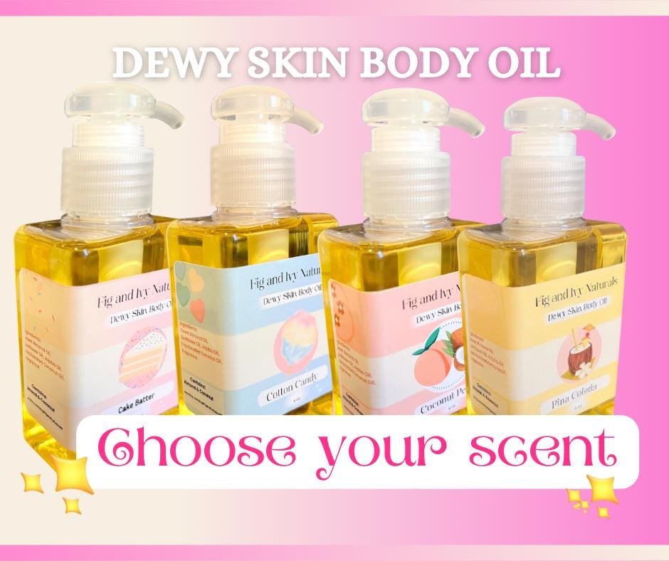 Dewy Skin Body Oil, Hydrating Organic Blend, Choose Your Scent (4 oz)