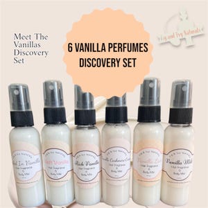 Vanilleparfumset van 6 bodymist en haarparfum - Meet The Vanillas Perfume Samples Set - Bestverkochte vanillegeuren - gratis verzending