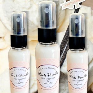Vanilla Hair Perfume and Body Mist , Rich Vanilla Perfume , Sweet Vanilla Bean Fragrance