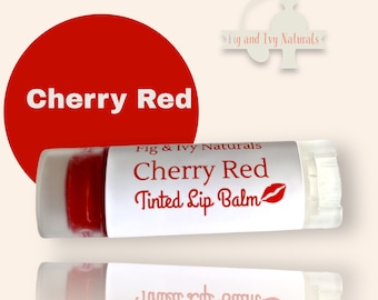 Red Tinted Lip Balm - Red Glossy Lip Balm - Cherry Red Lip Tint