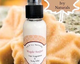 Maple Sugar Hair Fragrance, Gourmand Body Mist, Alcohol-Free, Pecan Cinnamon Notes