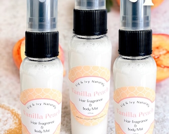 Vanilla Peach Perfume - Hair Perfume and Body Mist Fragrance Spray - Peach Body Mist - Vanilla Hair Perfume