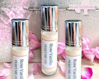 Rose Vanilla Perfume , Delicate Rose Fragrance , Perfume Oil Roll On