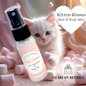 Kitten Kisses , Kitten Musk Perfume Mist - Hair Perfume and  Body Mist - Vanilla Marshmallow Perfume Mist