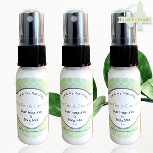 Green Tea & Cucumber Hair Perfume and Body Mist - Clean Fragrance - Refreshing Spa Scent