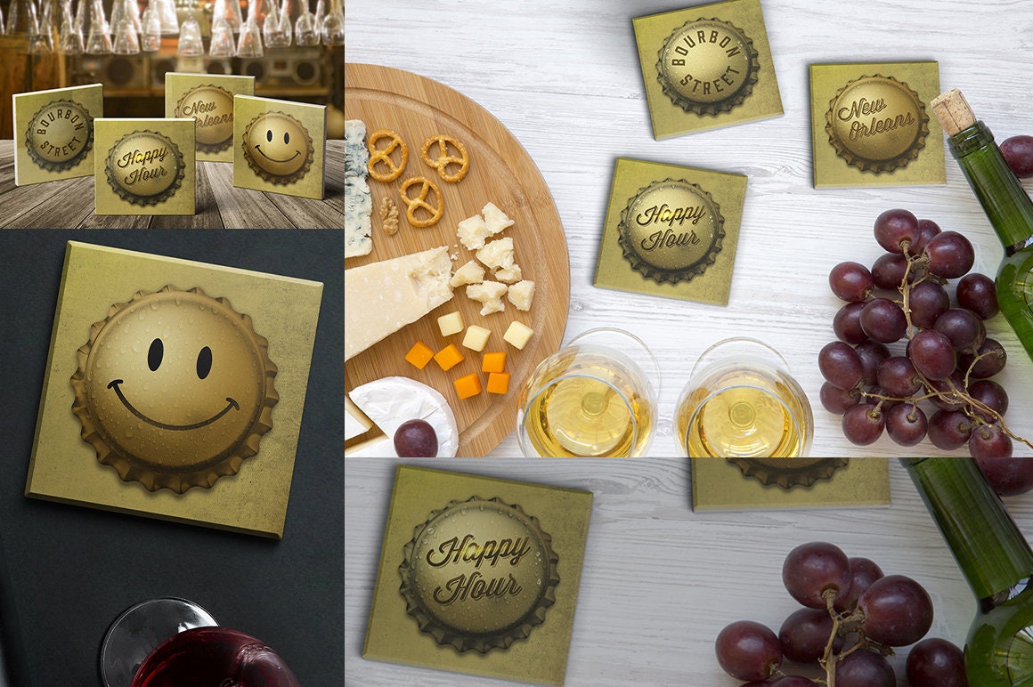 Bourbon Street Lucky Bottle Cap Happy Hour Coaster Collection Etsy