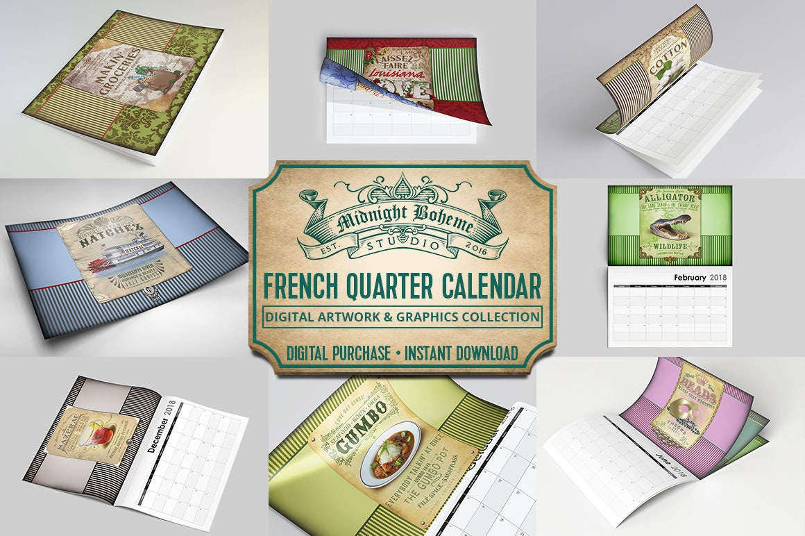 The French Quarter Calendar DIY doityourself Digital Etsy