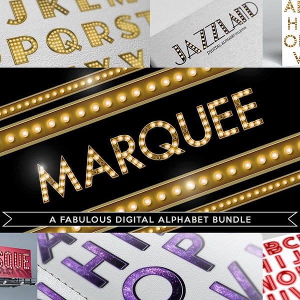 The Marquee Bundle Digital Typography Handcrafted Lettering & Symbols for Scrapbooking