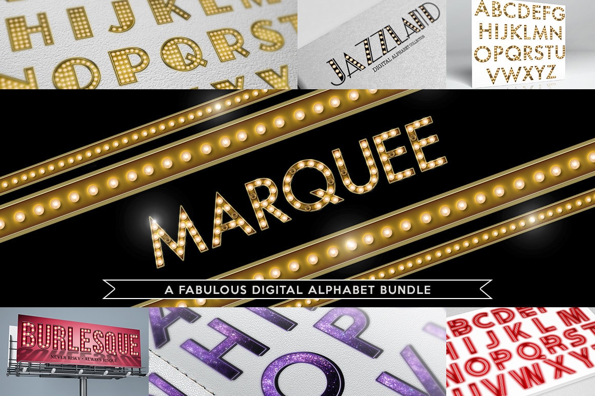 The Marquee Bundle Digital Typography Handcrafted Lettering & Symbols ...