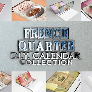 Coleção de arte digital DIY (faça você mesmo) do calendário do French Quarter