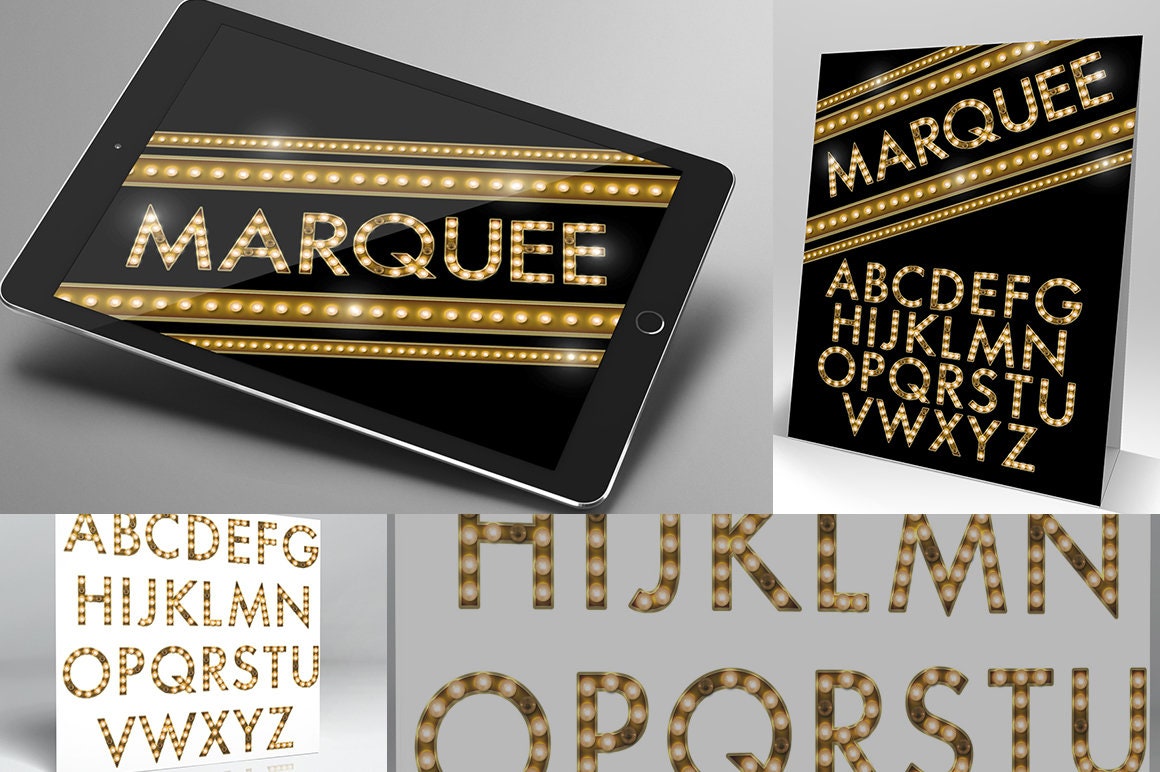 The Marquee Bundle Digital Typography Handcrafted Lettering & Symbols ...