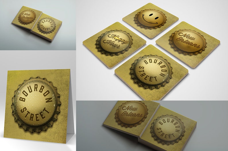 Bourbon Street Lucky Bottle Cap Happy Hour Coaster Collection Etsy